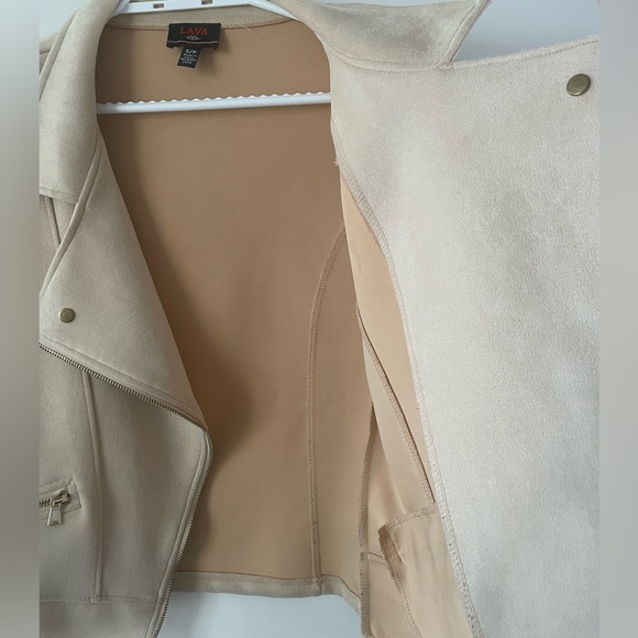 Suede Beige Moto Jacket - Picture 8 of 9